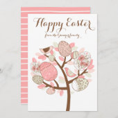 ピンクのイースターエッグツリー |ハッピーイースターフラットカード シーズンカード (正面/裏面)
