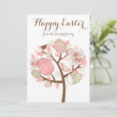 ピンクのイースターエッグツリー |ハッピーイースターフラットカード シーズンカード (スタンド正面)