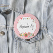 ピンクのイースターバスケット名 缶バッジ (インサイチュ)