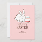 ピンクのイースターバニーと卵のハッピーイースターカード シーズンカード (正面)