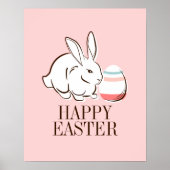 ピンクのイースターバニーと卵のハッピーイースターポスター ポスター (正面)