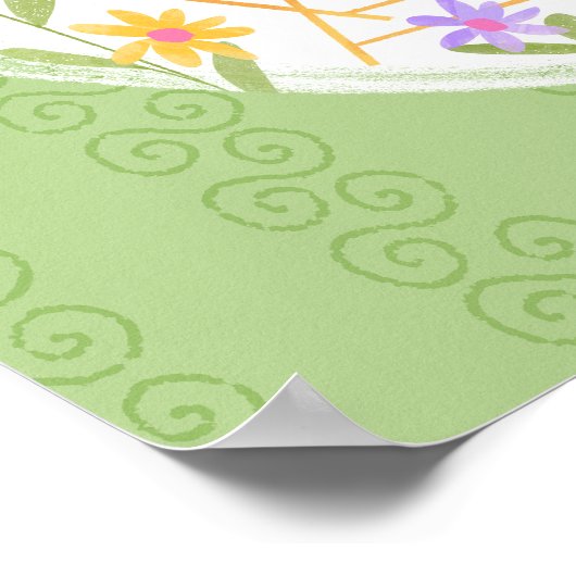 ピンクのイースターバニーウサギと卵 | ポスター (角)