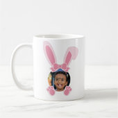 ピンクのイースターバニーパーソナライズされたカスタムの写真 コーヒーマグカップ (左)