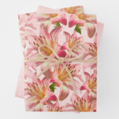 ピンクのイースターリリーランダムパターンフローラ写真撮影 ラッピングペーパーシート (インサイチュ)