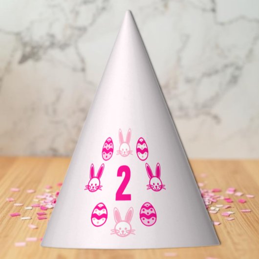 ピンクのイースター 2歳の誕生日 パーティーハット