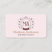 ピンクのウィッチーモノグラムヘアスタイリスト名刺 名刺 (正面)