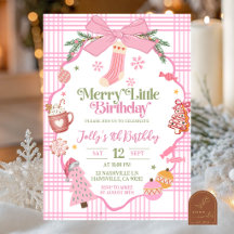  ピンクのウィムジカルなクリスマスの幸せな小さな誕生日