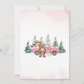 ピンクのウィンターウッドランドベイビーシャワー 招待状 (裏面)