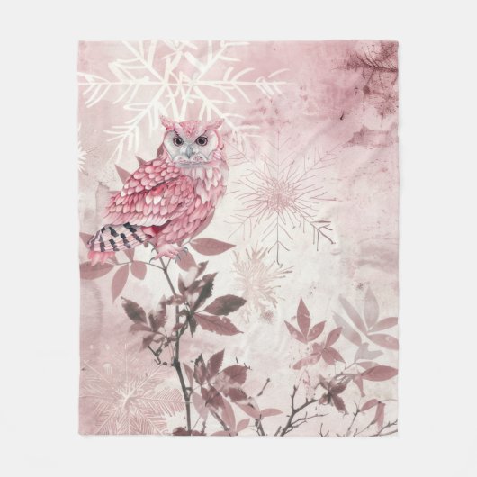 ピンクのウィンターウッドランドモダンベビー フリースブランケット (正面)