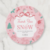 ピンクのウィンターワンダーランド1歳の誕生日記念品タグ フェイバータグ (正面)