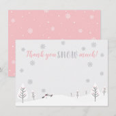 ピンクのウィンターワンダーランド - 感謝の気持ちを伝えるカード サンキューカード (正面/裏面)