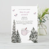 ピンクのウィンター ベイビー ベイビー 外は寒いよ スノー シャワー II 招待状 (スタンド正面)