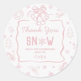 ピンクのウィンター ワンダーランド バースデーパーティー ラウンドシール