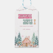 ピンクのウィンター ワンダーランド 1歳の誕生日ありがとう ギフトタグ (正面)