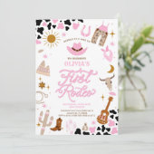 ピンクのウェスタン ファーストロデオ ご招待 招待状 (スタンド正面)