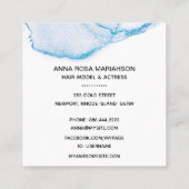 *~*ピンクのウェテカラーヘアモデル女優ブルー写真 スクエア名刺 (裏面)