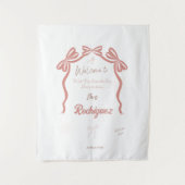 ピンクのウェディングシャワーのご案内です タペストリー (正面)