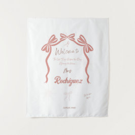 ピンクのウェディングシャワーの歓迎 タペストリー