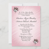 ピンクのウェディングベル 招待状 (正面)