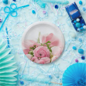 ピンクのウェディングローズ ペーパープレート (パーティー)