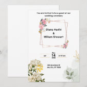 ピンクのウェディング招待状 招待状 (正面/裏面)