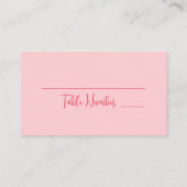 ピンクのウェディング フラット プレース カード (裏面)