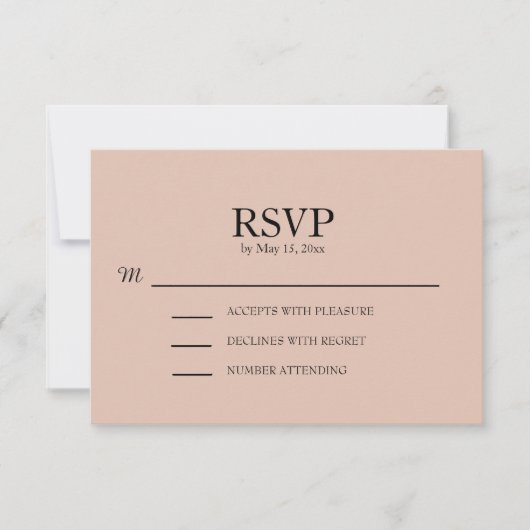 ピンクのウェディングRSVP 出欠カード (正面)