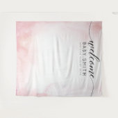 ピンクのウェルカムベイビーシャワー 背景 タペストリー (正面(横))