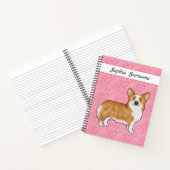 ピンクのウェルシュコーギーに赤いペンブレークハートの名前 ノートブック (内部)