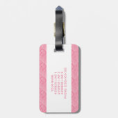 ピンクのウェルシュコーギーに赤いペンブロークハートと文字 ラゲッジタグ (裏面縦)