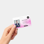 ピンクのウェーブデザインフォトID バッジ (手持ち)