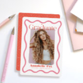 ピンクのウェーブフレーム写真 卒業おめでとうございます 招待状