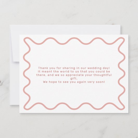 ピンクのウェーブボーダー お礼カード サンキューカード (裏面)
