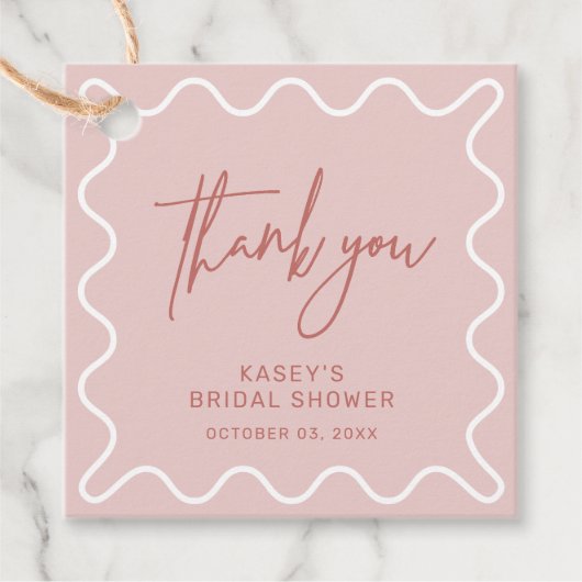 ピンクのウェーブボーダー サンクス タグ (正面)