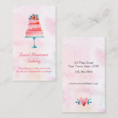 ピンクのウエディングケーキのベーカリー 名刺 (正面/裏面)