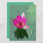 ピンクのウォーターリリーの花の白紙の招待状 招待状 (正面/裏面)