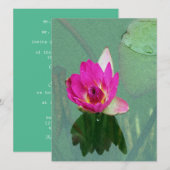 ピンクのウォーターリリーの花の空白の招待状 招待状 (正面/裏面)