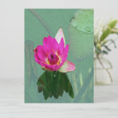 ピンクのウォーターリリーの花の空白の招待状 招待状 (スタンド正面)