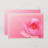 ピンクのウォーターリリーの花 RSVP カード (正面/裏面)