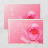 ピンクのウォーター・リリーの花 RSVP カード (正面/裏面)