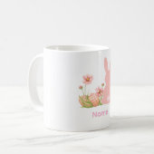 ピンクのウサギと春の花 Easter コーヒーマグカップ (正面左)