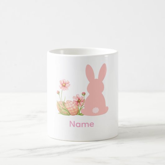ピンクのウサギと春の花 Easter コーヒーマグカップ (中央)