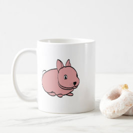 ピンクのウサギのデザイン入り陶器マグカップ コーヒーマグカップ