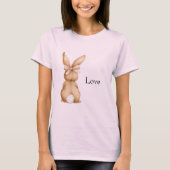 ピンクのウサギのリボン 白いしっぽ Tシャツ (正面)