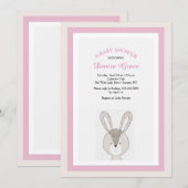 ピンクのウサギの招待状 招待状 (正面/裏面)