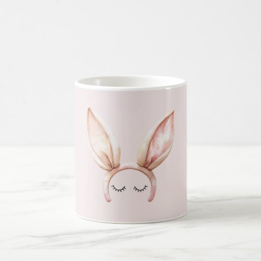 ピンクのウサギの耳のまつげ コーヒーマグカップ (中央)