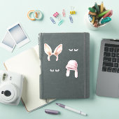 ピンクのウサギの耳のまつげ シール (iPadカバー)