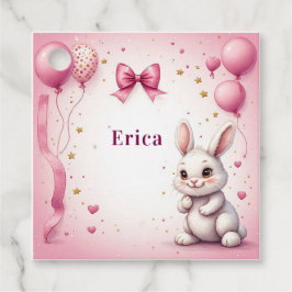 ピンクのウサギの誕生日バルーン 🐰 フェイバータグ