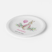 ピンクのウサギの赤ちゃんシャワー ペーパープレート (アングル)