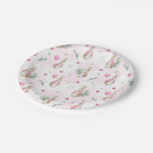 ピンクのウサギの赤ちゃんシャワー ペーパープレート (アングル)